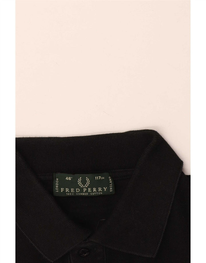 Fred Perry Polo para hombre grande de algodón negro
