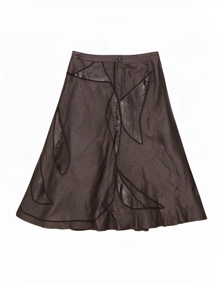 Falda de cuero vintage para mujer IT 44 Mediana W28 Patchwork negro