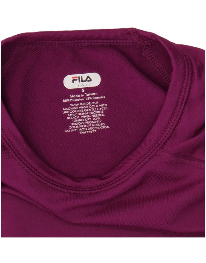 Fila Mujer Gráfico Top Manga Larga UK 10 Pequeño Poliéster Púrpura