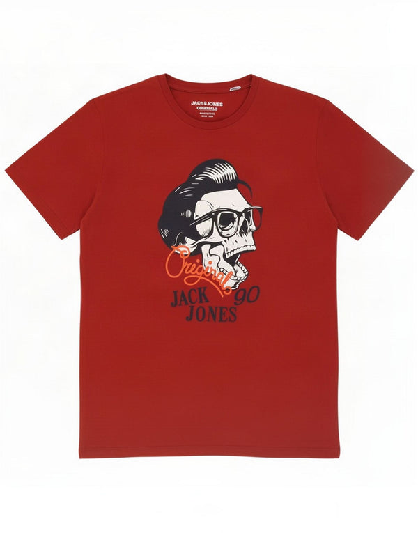Jack & Jones Camiseta gráfica para hombre Top XL Algodón rojo