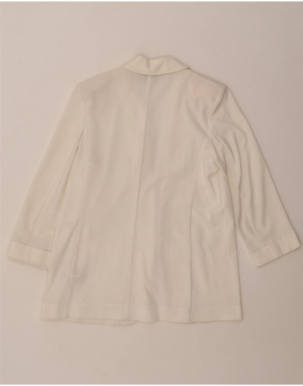 MARKS & SPENCER Chaqueta tipo blazer abierta de manga 3/4 para mujer UK 12 Medium White