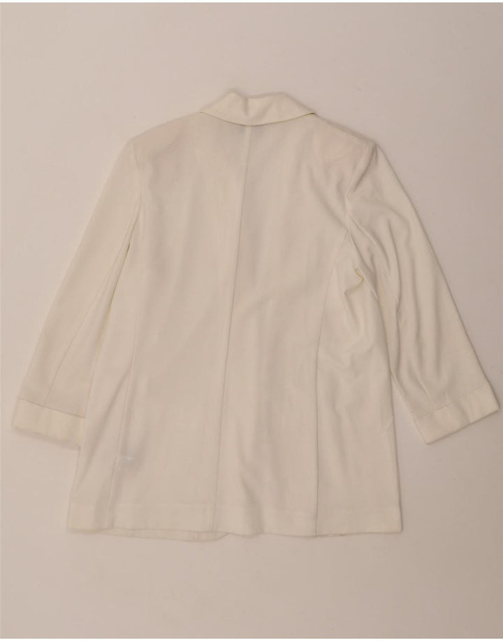 MARKS & SPENCER Chaqueta tipo blazer abierta de manga 3/4 para mujer UK 12 Medium White