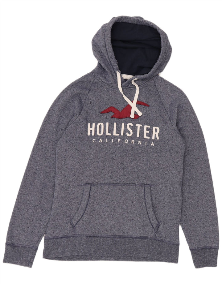 HOLLISTER Sudadera con capucha gráfica para hombre XL Algodón moteado azul