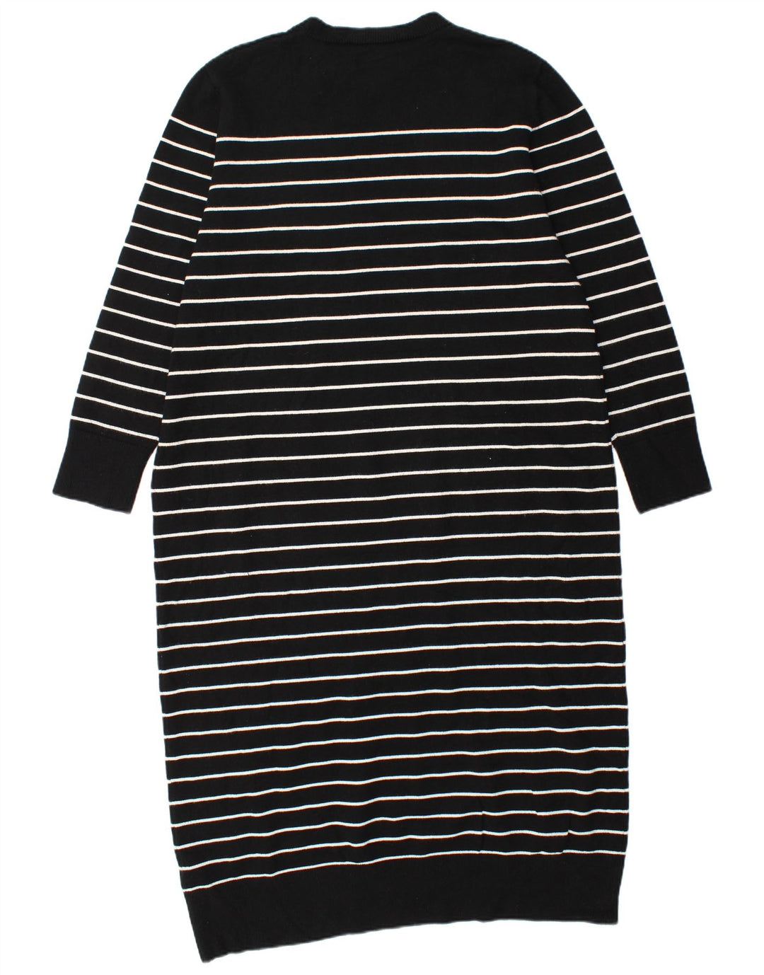ZARA Mujer Vestido Jersey Manga Larga ES 40 XL Viscosa Rayas Negro