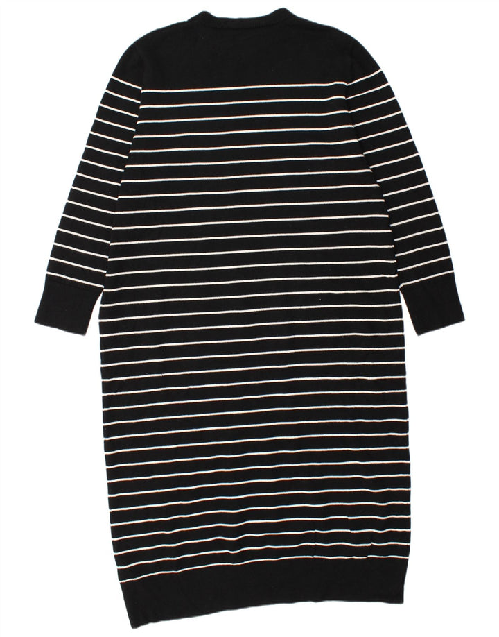 ZARA Mujer Vestido Jersey Manga Larga ES 40 XL Viscosa Rayas Negro