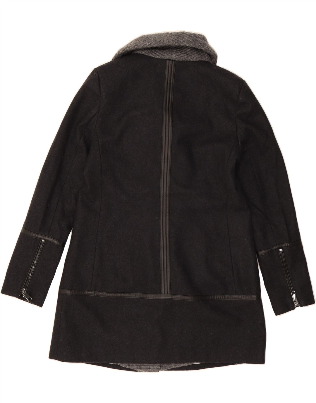GUESS Womens Overcoat UK 8 Small Black Colourblock Wool Vintage Guess and Second-Hand Guess from Messina Hembry 