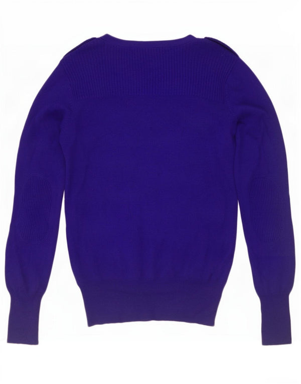 Marks & Spencer Suéter tipo cárdigan militar para mujer UK 10 Small Azul marino