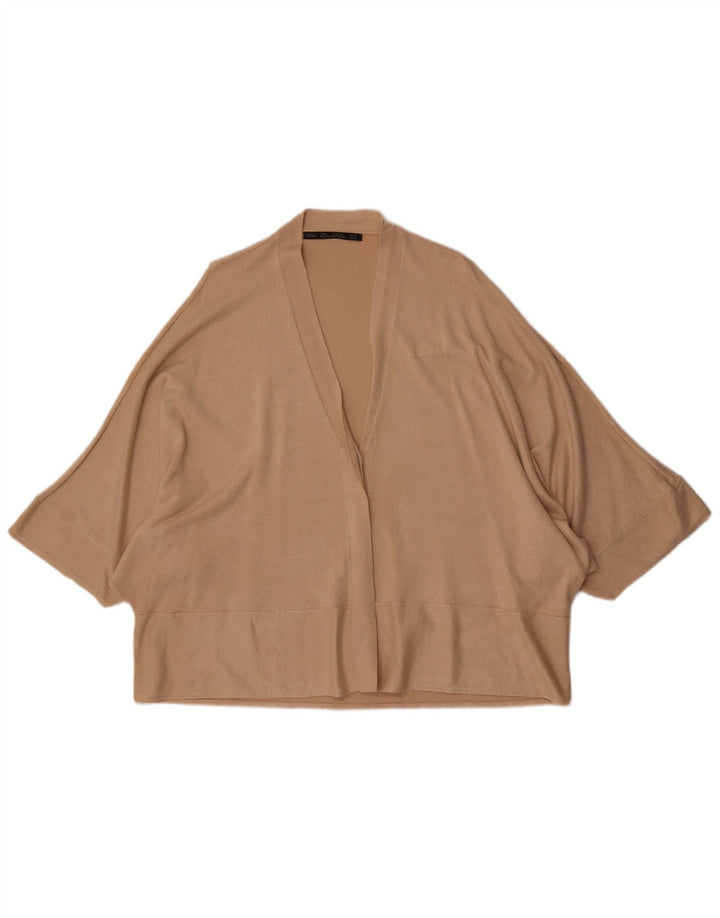 Zara Mujer Suéter Cárdigan Abierto De Ala De Murciélago De Gran Tamaño UK 44 Medium Beige