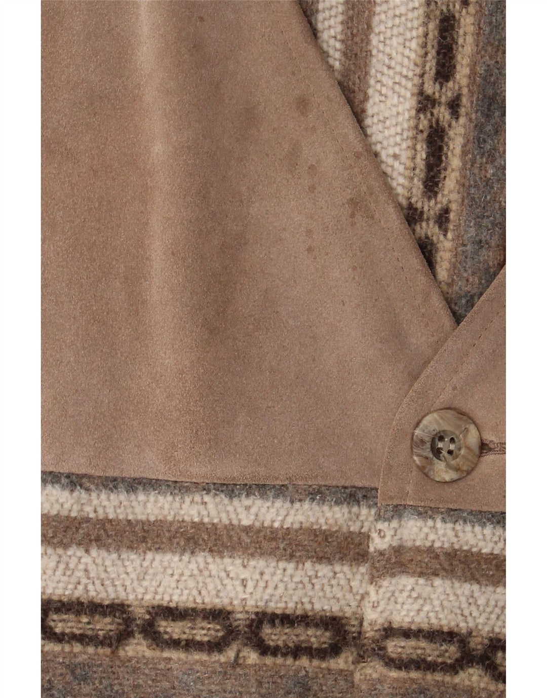 Vintage hombres utilidad Gilet Reino Unido 38 lana geométrica gris medio