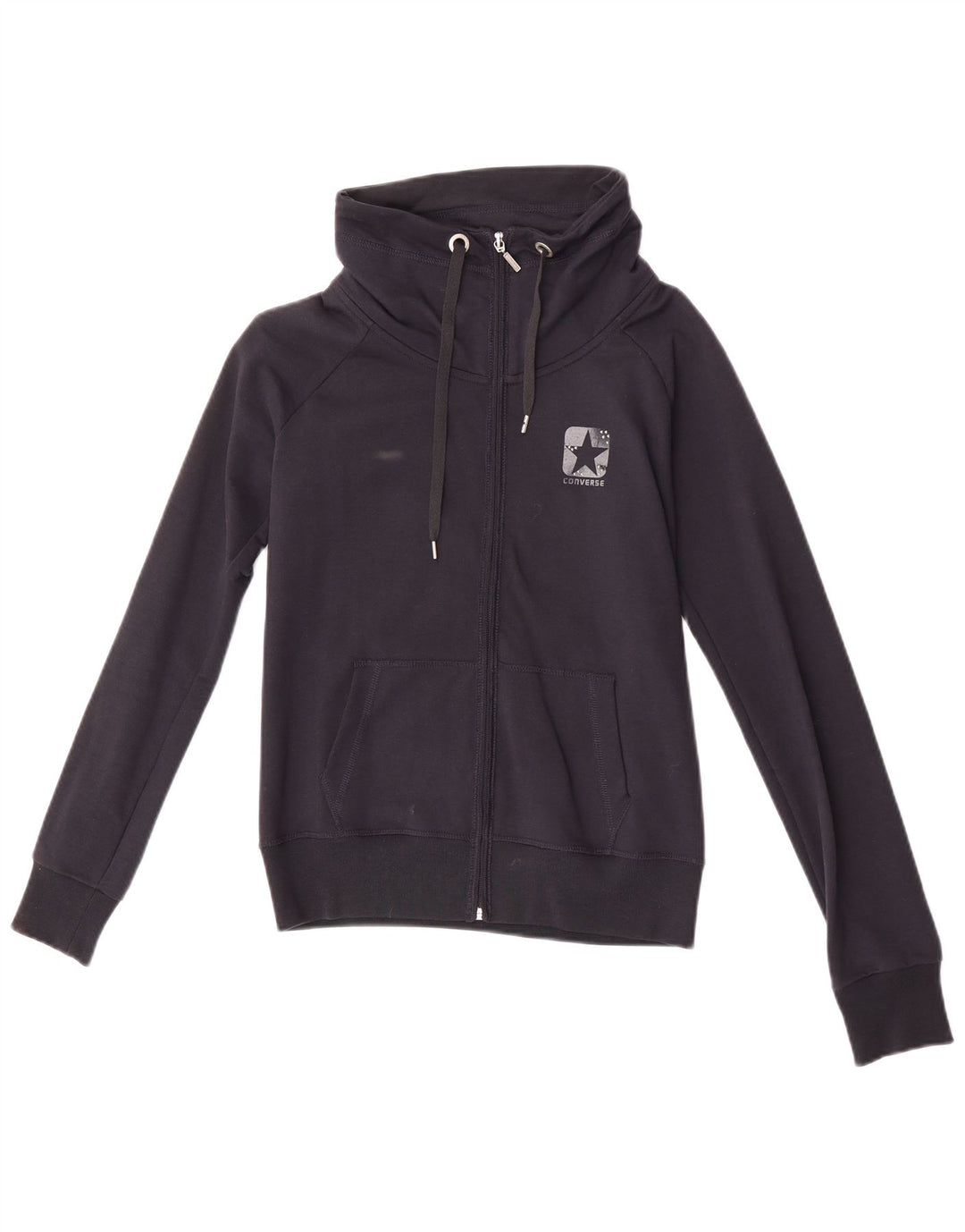 Converse Mujer Chándal Top Chaqueta Reino Unido 12 Medio Azul Marino Algodón