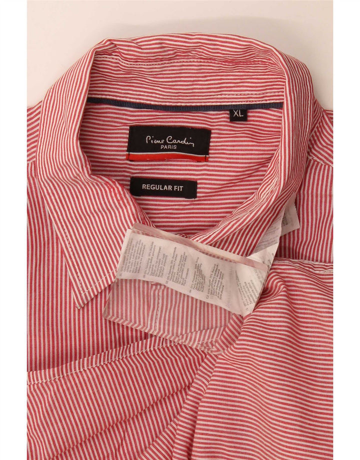 Pierre Cardin Camisa de corte regular para hombre XL Poliéster a rayas rojas