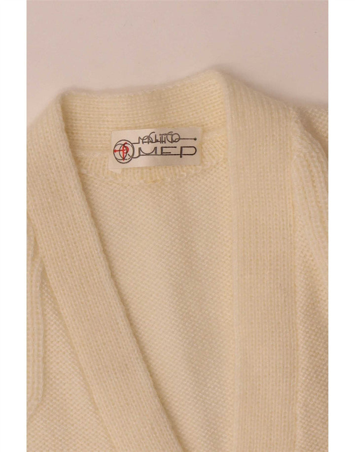 Vintage mujer Cardigan suéter Reino Unido 14 medio apagado blanco