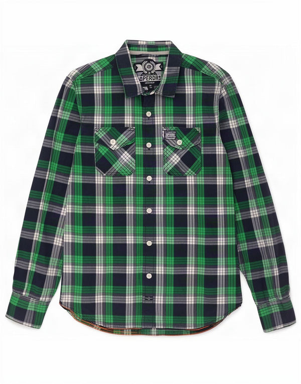 Superdry Camisa Slim Fit XL De Algodón A Cuadros Verdes