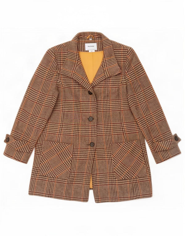 Harris Tweed Abrigo para mujer Reino Unido 16 Lana nueva a cuadros marrón grande