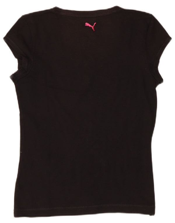 Puma Camiseta de manga corta para mujer con gráfico regular, talla 6, XS, color negro