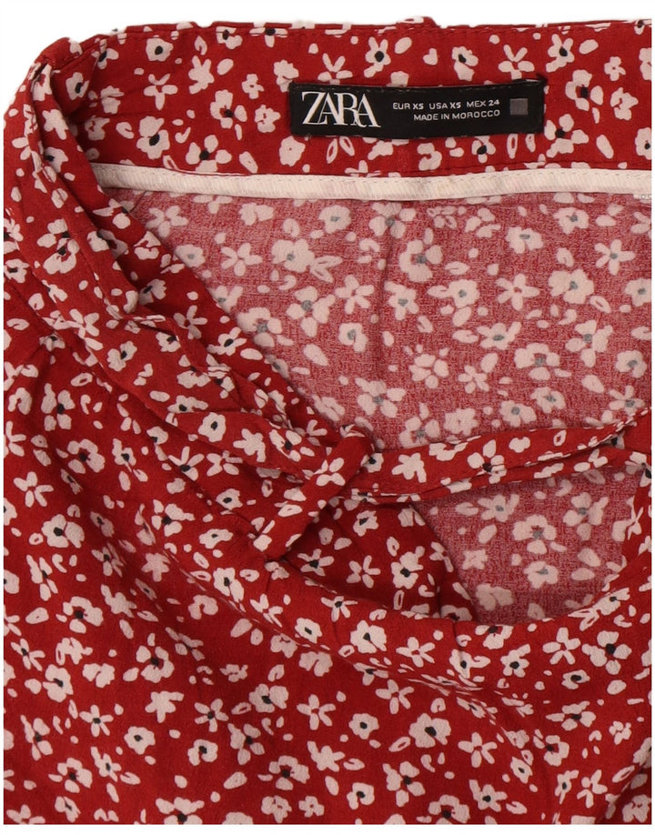 Zara Minifalda Mujer XS W24 Rojo Floral