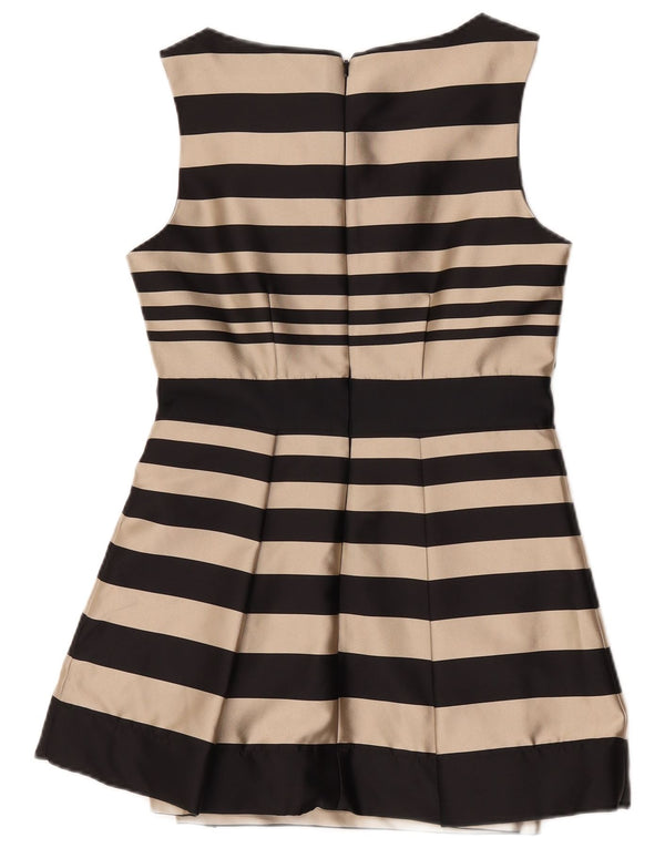 Hobbs Vestido acampanado sin mangas para mujer, talla 40, talla pequeña, color negro, a rayas