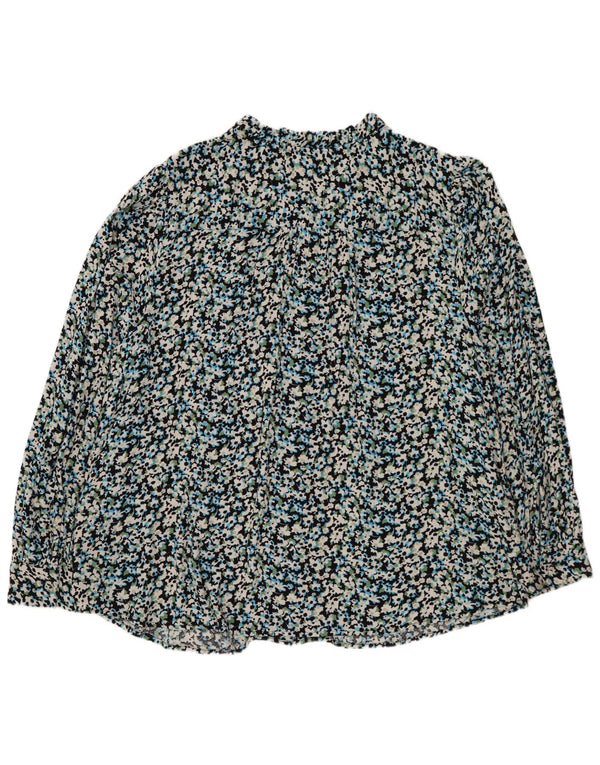 Marks & Spencer Womens Long Sleeve Shirt Blouse UK 20 2XL Blue Floral