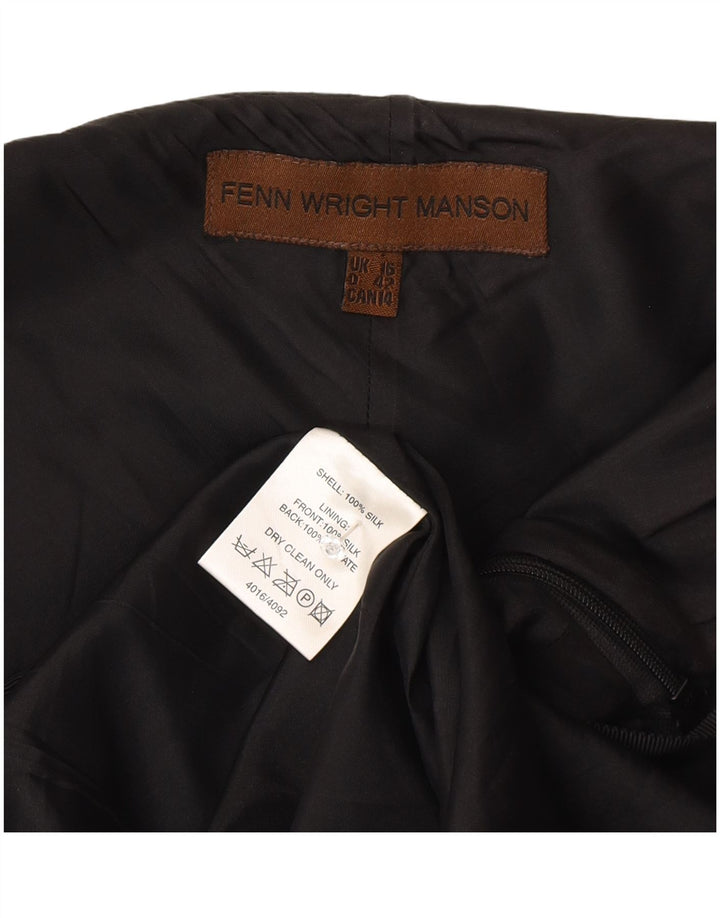 Fenn Wright Manson Vestido acampanado para mujer UK 46 Grande Seda negra