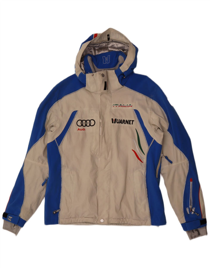 Vuarnet Chaqueta de esquí con capucha y gráfico para hombre UK 38 Medium Beige Colorblock
