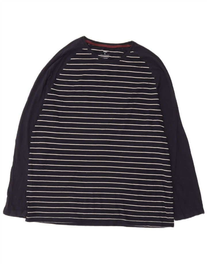 Marks & Spencer Camiseta para hombre de manga larga XL de algodón a rayas azul marino