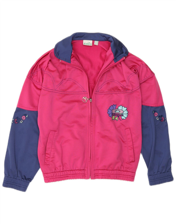 Diadora Chaqueta de chándal para mujer ES 38 Small Rosa Colorblock Poliéster