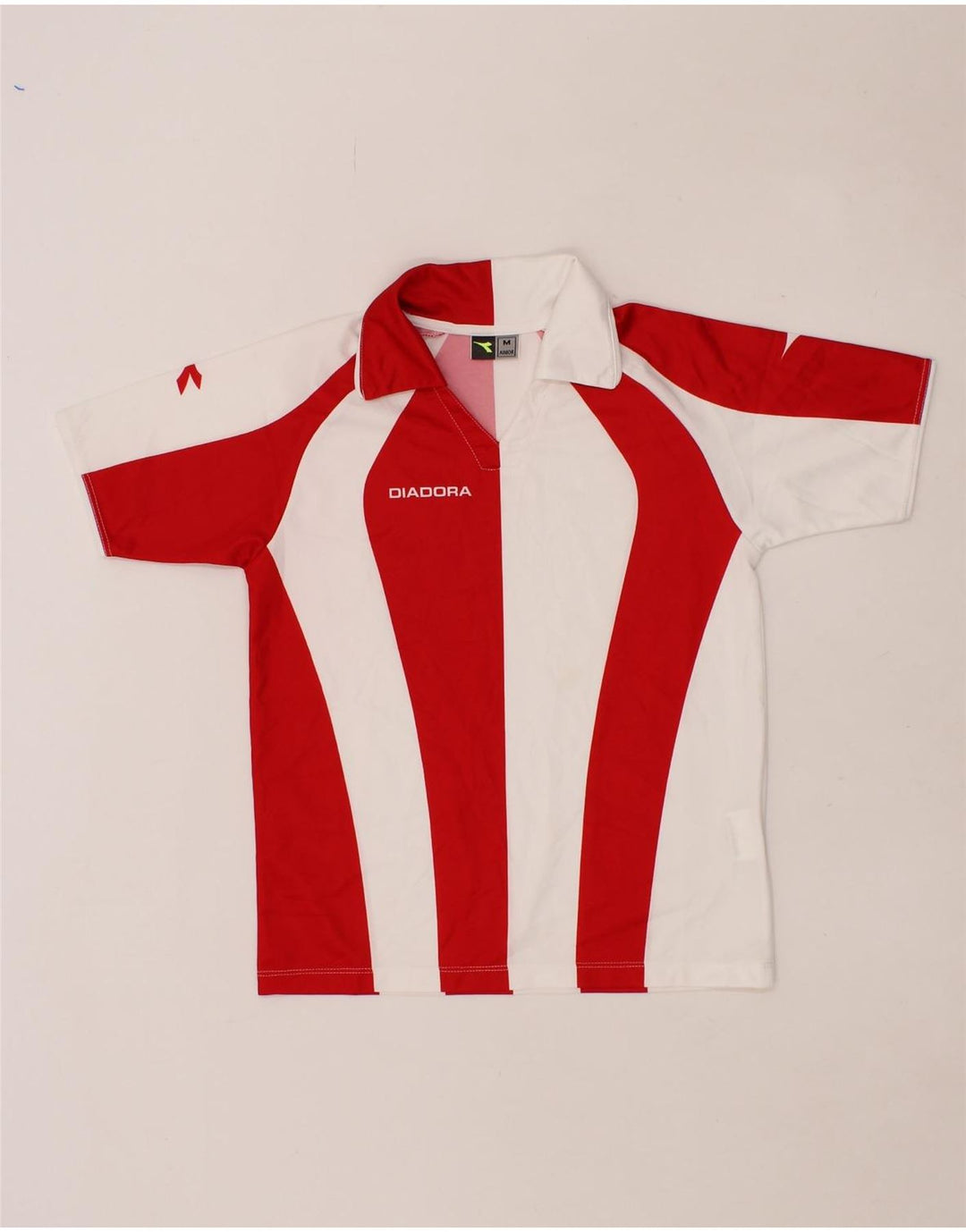 DIADORA Boys Polo Shirt 9-10 Years Medium Red Colourblock Polyester Vintage Diadora and Second-Hand Diadora from Messina Hembry 