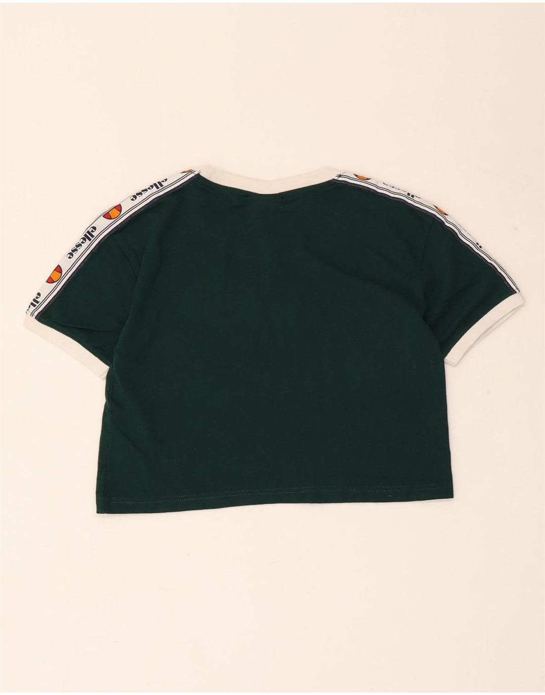 ELLESSE Camiseta corta con gráfico para mujer UK 4 XS Algodón verde
