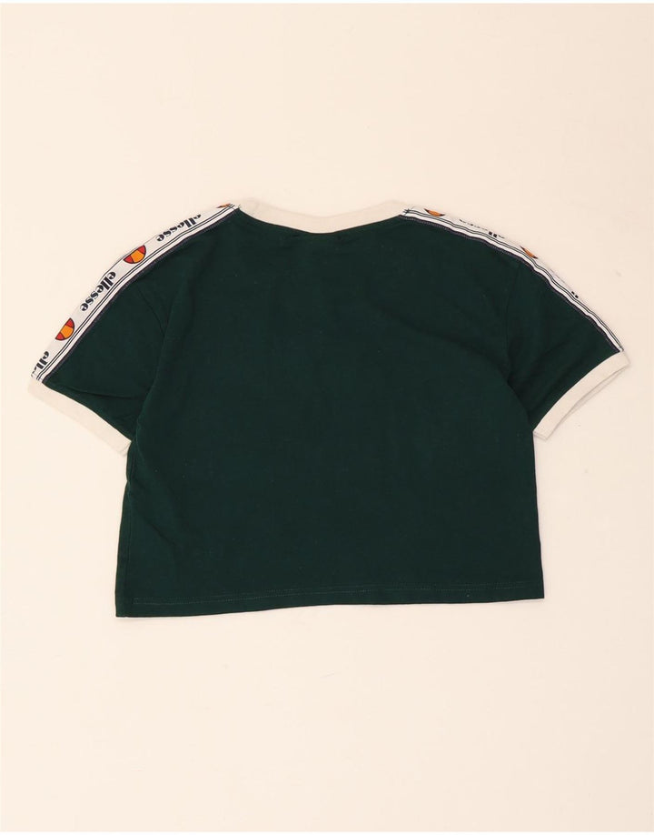 ELLESSE Camiseta corta con gráfico para mujer UK 4 XS Algodón verde