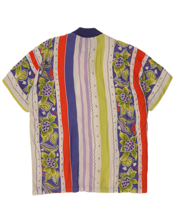 Vintage hombres patrón abstracto pullover camisa grande multicolor retro
