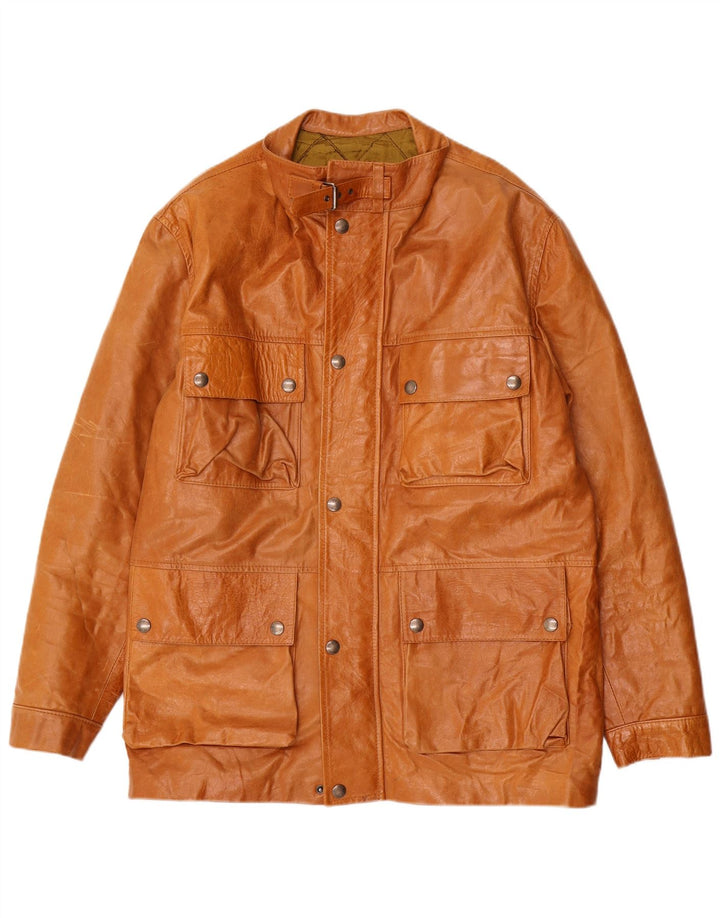 Vintage chaqueta de cuero para hombre Reino Unido 42 XL cuero marrón