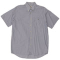 Camisa Lacoste Hombre Manga Corta Talla 39 Algodón Rayas Azul Medio