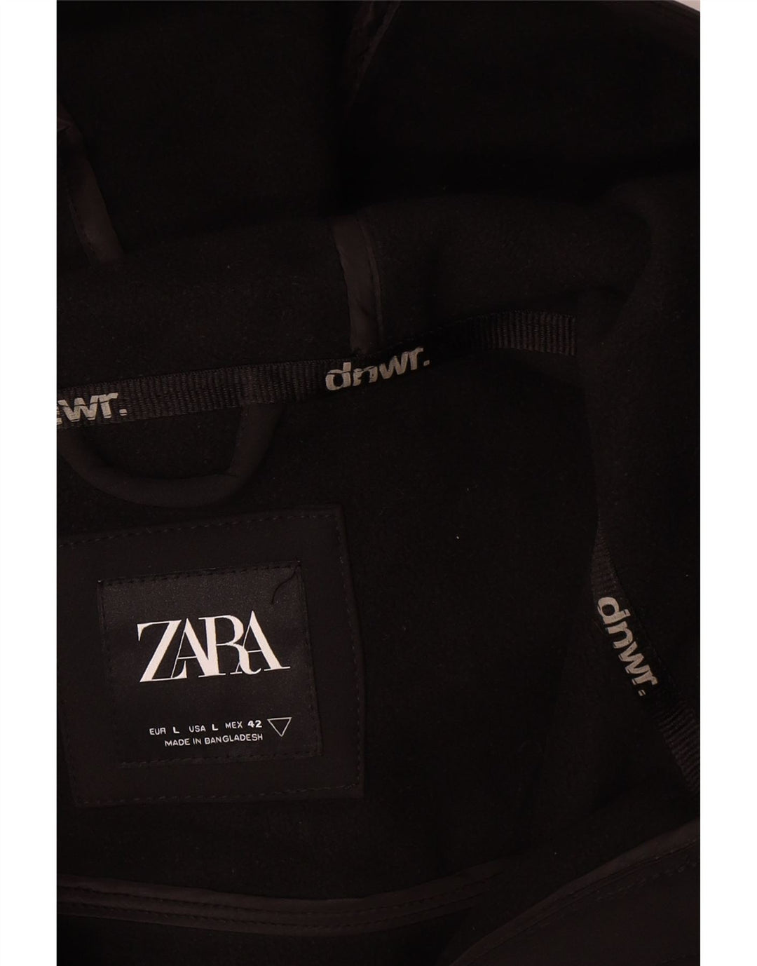 Zara Chaqueta cortavientos con capucha para hombre UK 40 Large Poliéster negro