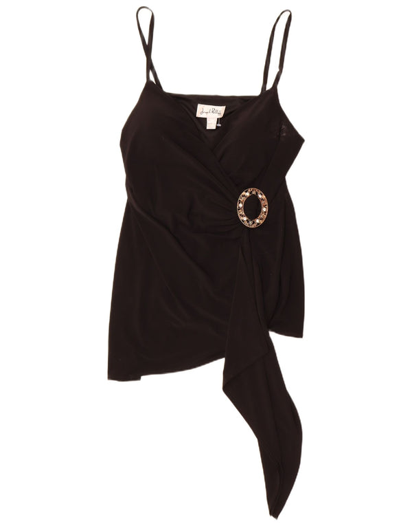 Joseph Ribkoff Top de tirantes con volantes en la parte delantera para mujer UK 46 Grande Poliéster negro