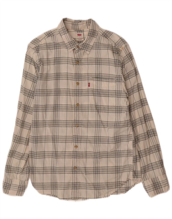 Camisa estándar Levi's para hombre de algodón a cuadros beige pequeño