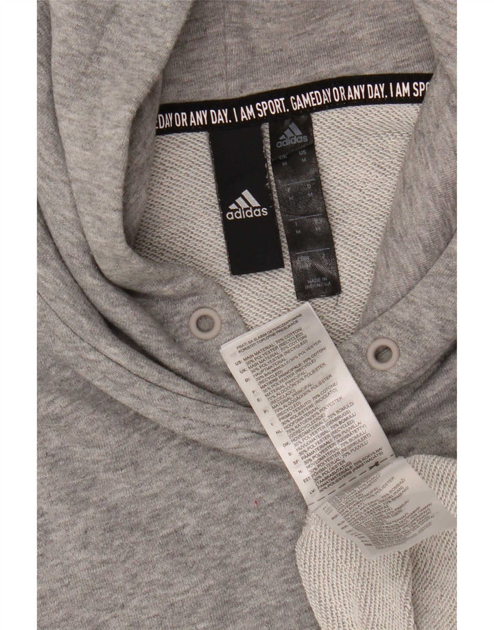 Adidas Hombre Sudadera Con Capucha Jumper Gris Medio Algodón