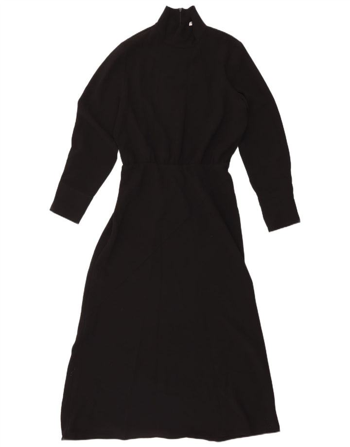 Zara Vestido largo de manga larga para mujer UK 40 Mediano Poliéster negro