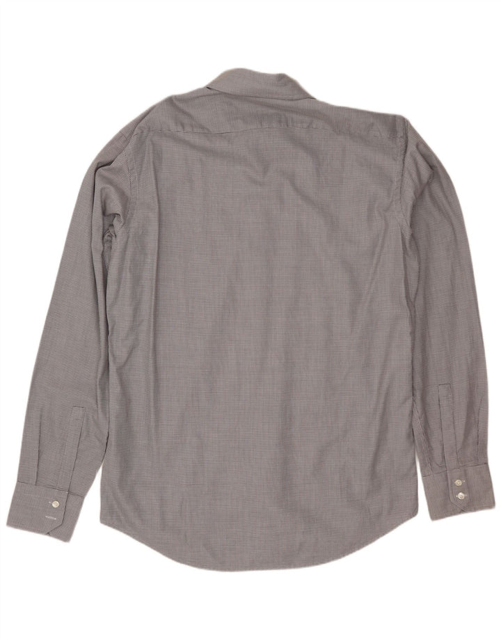 Camisa Hugo Boss Hombre Talla 40 15 3/4 Algodón Manchado Gris Medio
