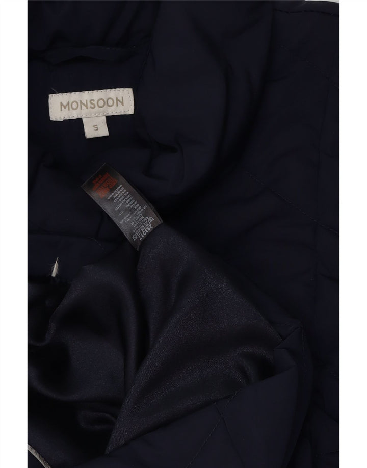 MONSOON Abrigo acolchado para mujer UK 10 Small Azul marino Poliéster