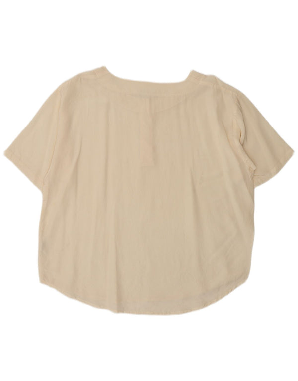 Blusa vintage para mujer Top UK 18 XL Seda Beige