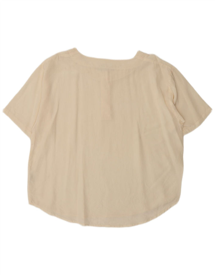 Blusa vintage para mujer Top UK 18 XL Seda Beige