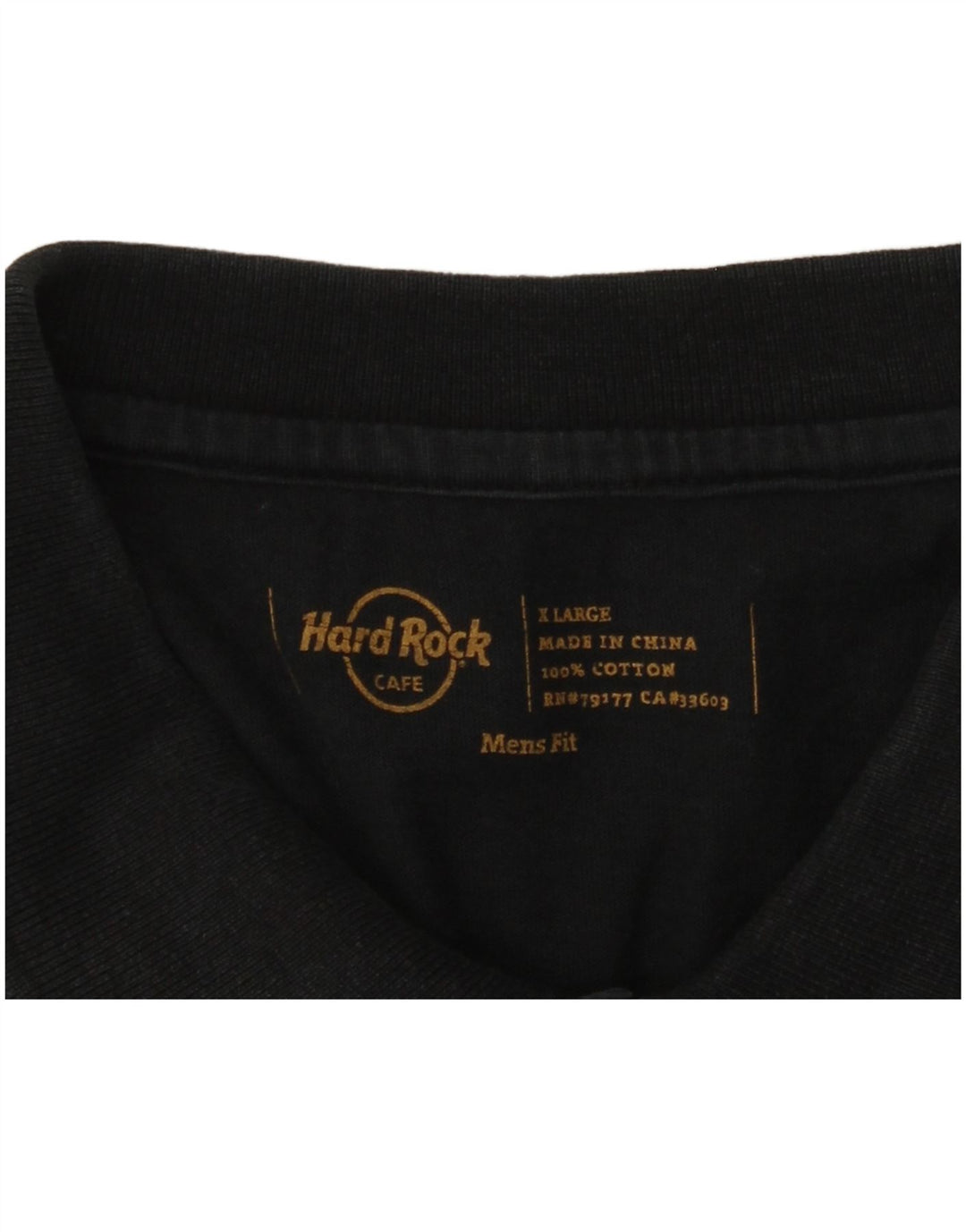 HARD ROCK CAFE Polo gráfico Copenhague para hombre XL Algodón negro