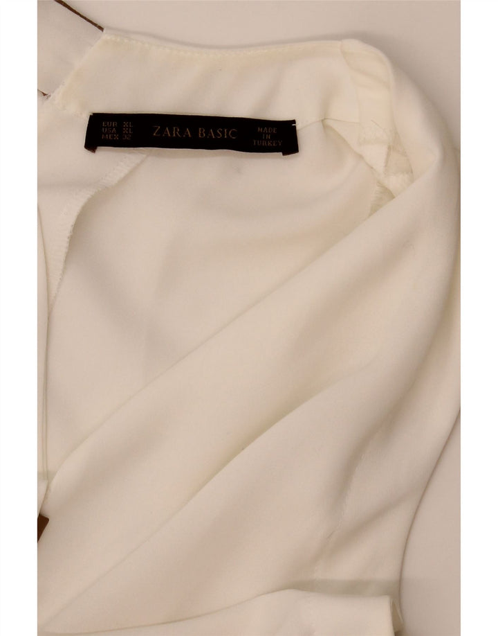 Zara Mujer Blusa Sin Mangas Top UK 40 XL Blanco