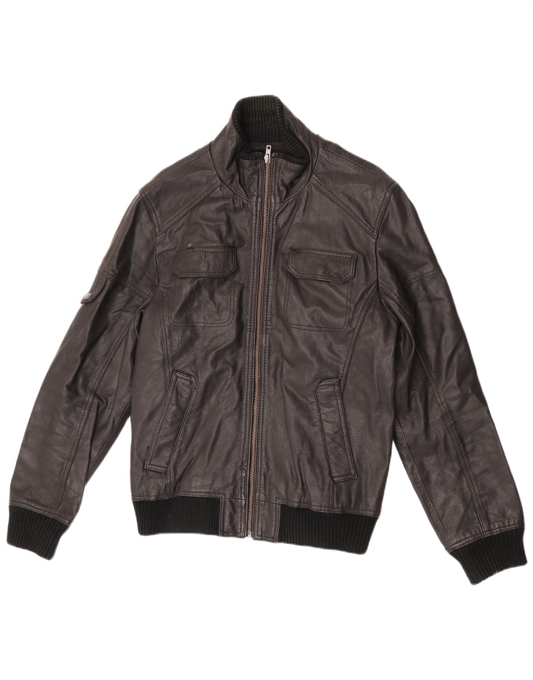 Jack & Jones Chaqueta Bomber de Cuero para Hombre UK 40 Large Black