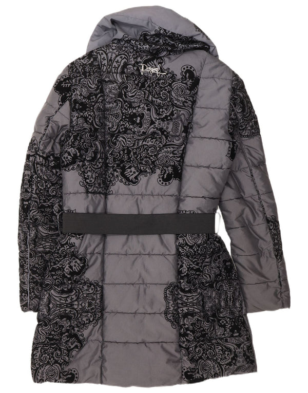 Desigual Abrigo acolchado de doble botonadura para mujer EU 38 Gris medio Floral