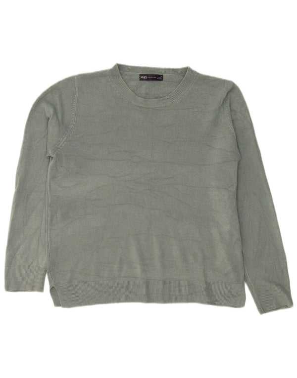 Marks & Spencer Jersey de Cuello Redondo para Mujer UK 44 Grande Acrílico Verde
