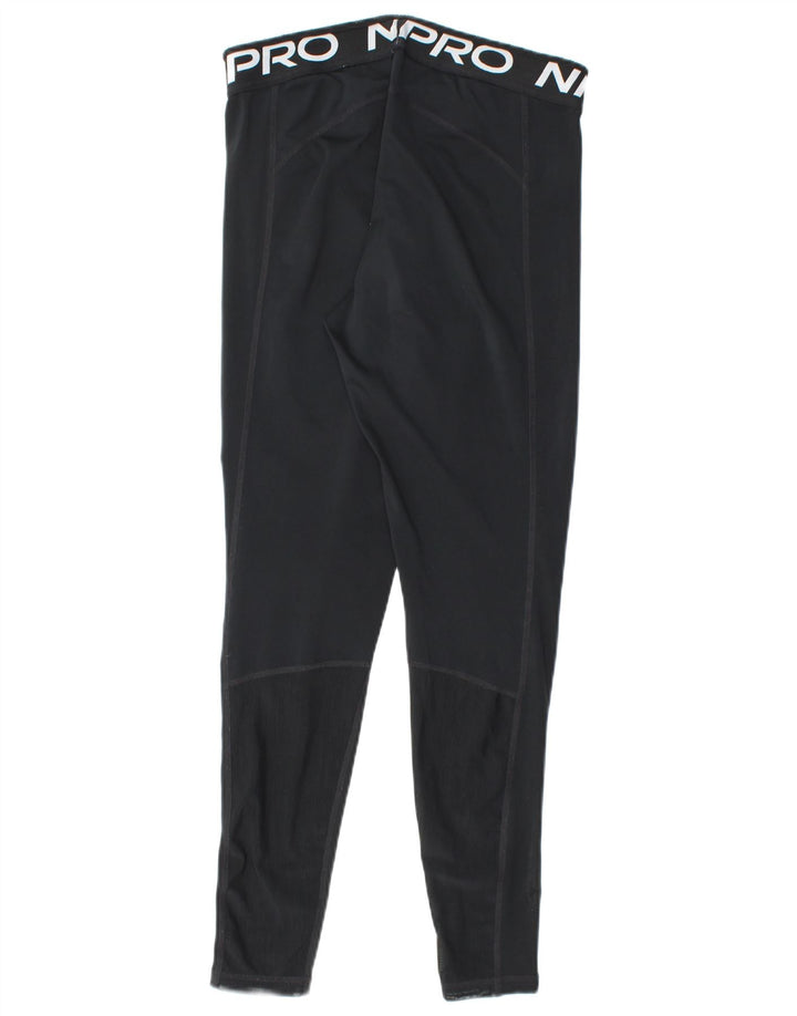 NIKE Womens Dri Fit Graphic Leggings UK 12 Medium  Black Polyester