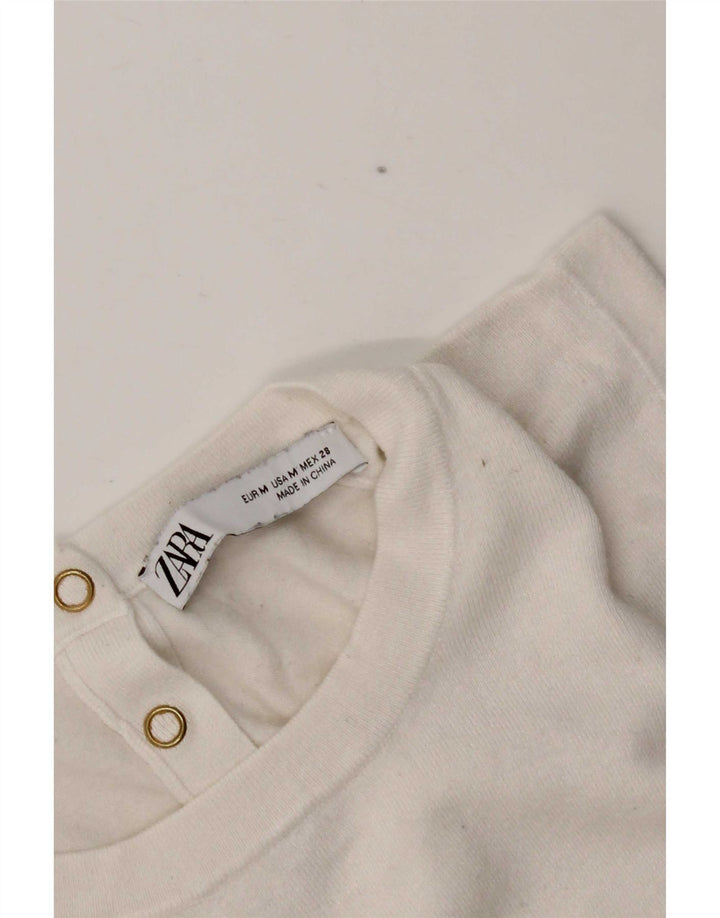 Zara Mujer Chaleco Top UK 12 Medium Blanco