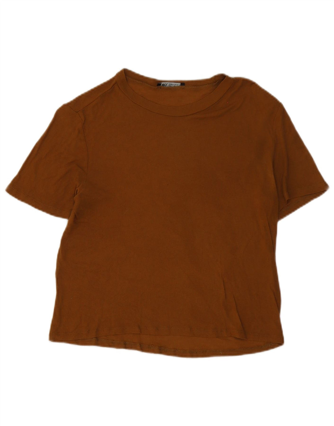 Zara Mujer Camiseta Top UK 44 Grande Marrón