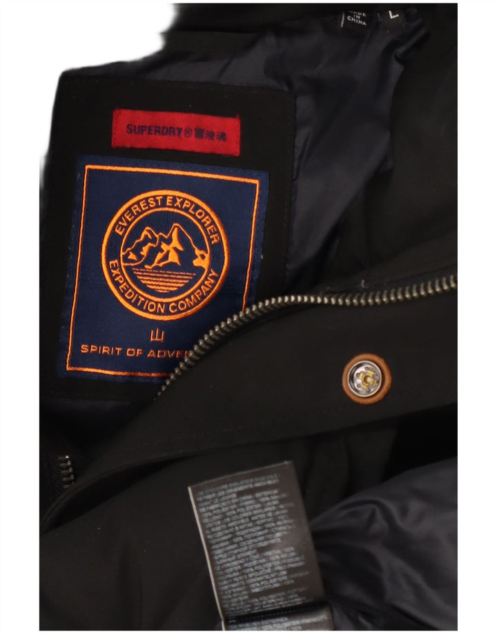 Superdry Chaleco acolchado con capucha para hombre, talla 40, poliéster negro grande